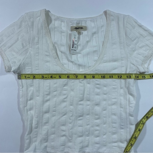 New Madewell Pointelle Scoopneck Crop Tee Shirt Lighthouse - Picture 9 of 9